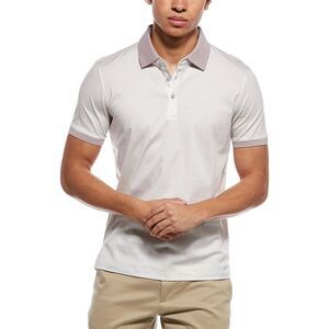 Raffi Mens  Mini Geo Print Polo Shirt, White